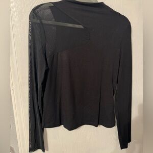 SweatyRocks mock neck long sleeve mesh insert top